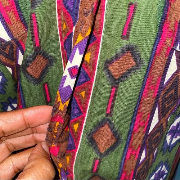 Vintage Boho Indie Tribal Abstract Multicolored button down shirt medium - Picture 5 of 7